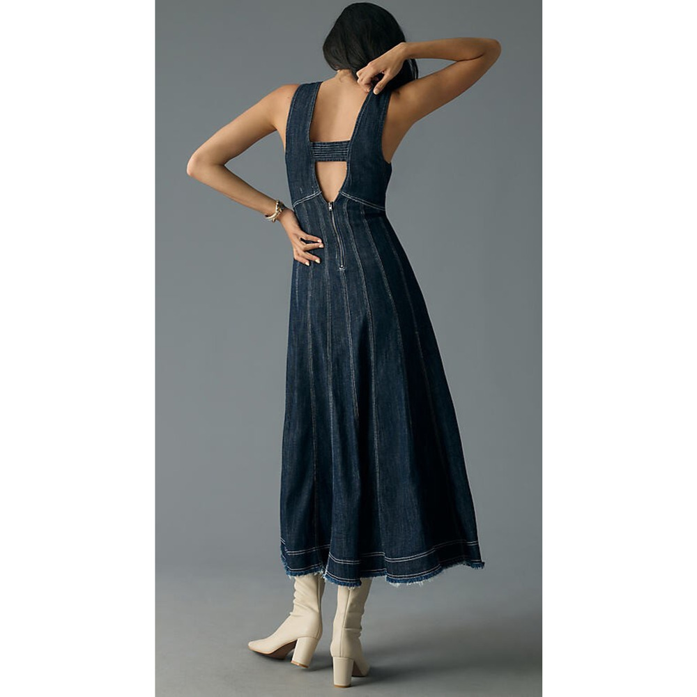 Anthropologie x Pilcro Seamed V-Neck Denim Dress Women's Anthro Plus Size 26W 26 - Picture 16 of 16